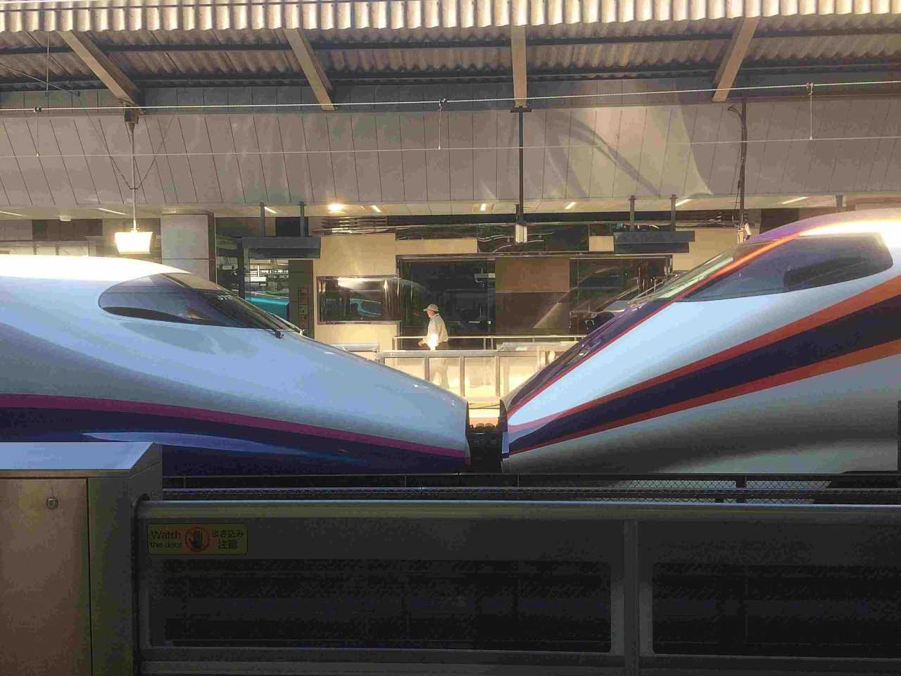 Shinkansen bullet train at station Tokyo to Hiroshima Japan